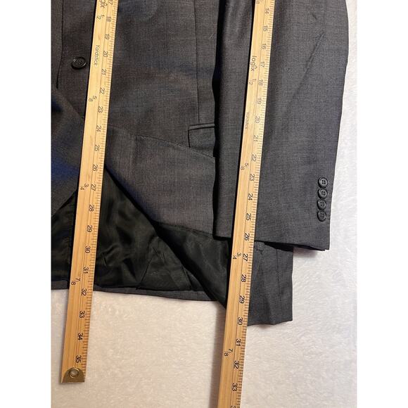 Custom Italian Designer Mens Suit 46L 36x30 Gray Wool Super 100s Luxury - Picture 11 of 16